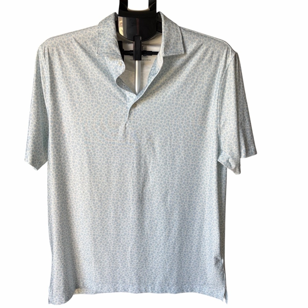 Hickey Freeman Light Blue Patterned Polo Shirt – Size M  Golf